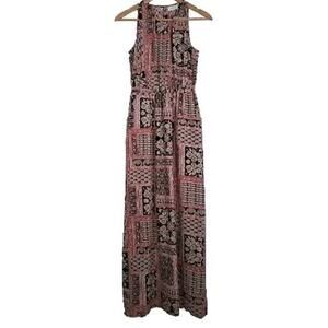 Emerald Sundae Sleeveless Maxi Dress Juniors M Patchwork Print Stretch Tank Boho